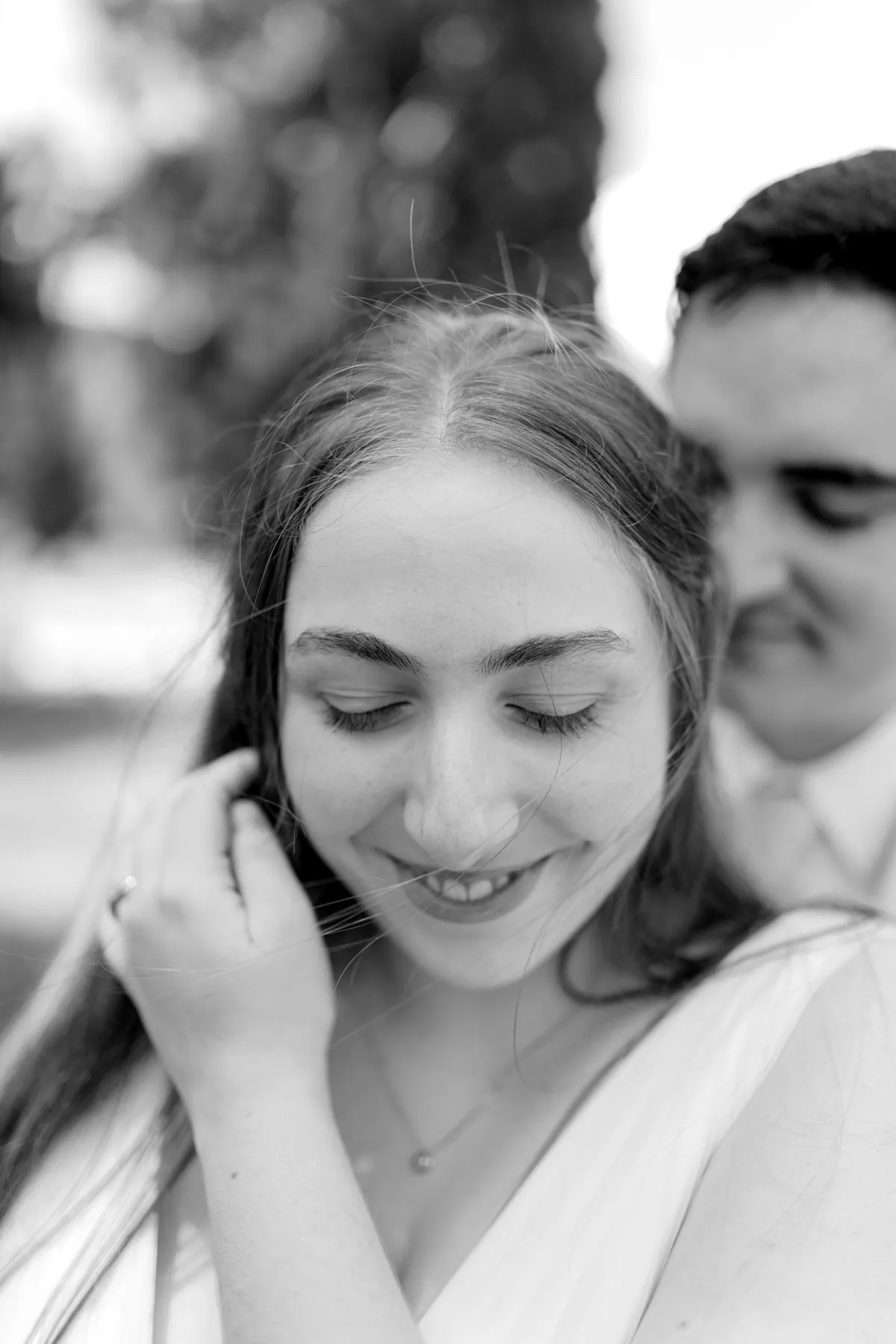 Black and white bridal portrait
