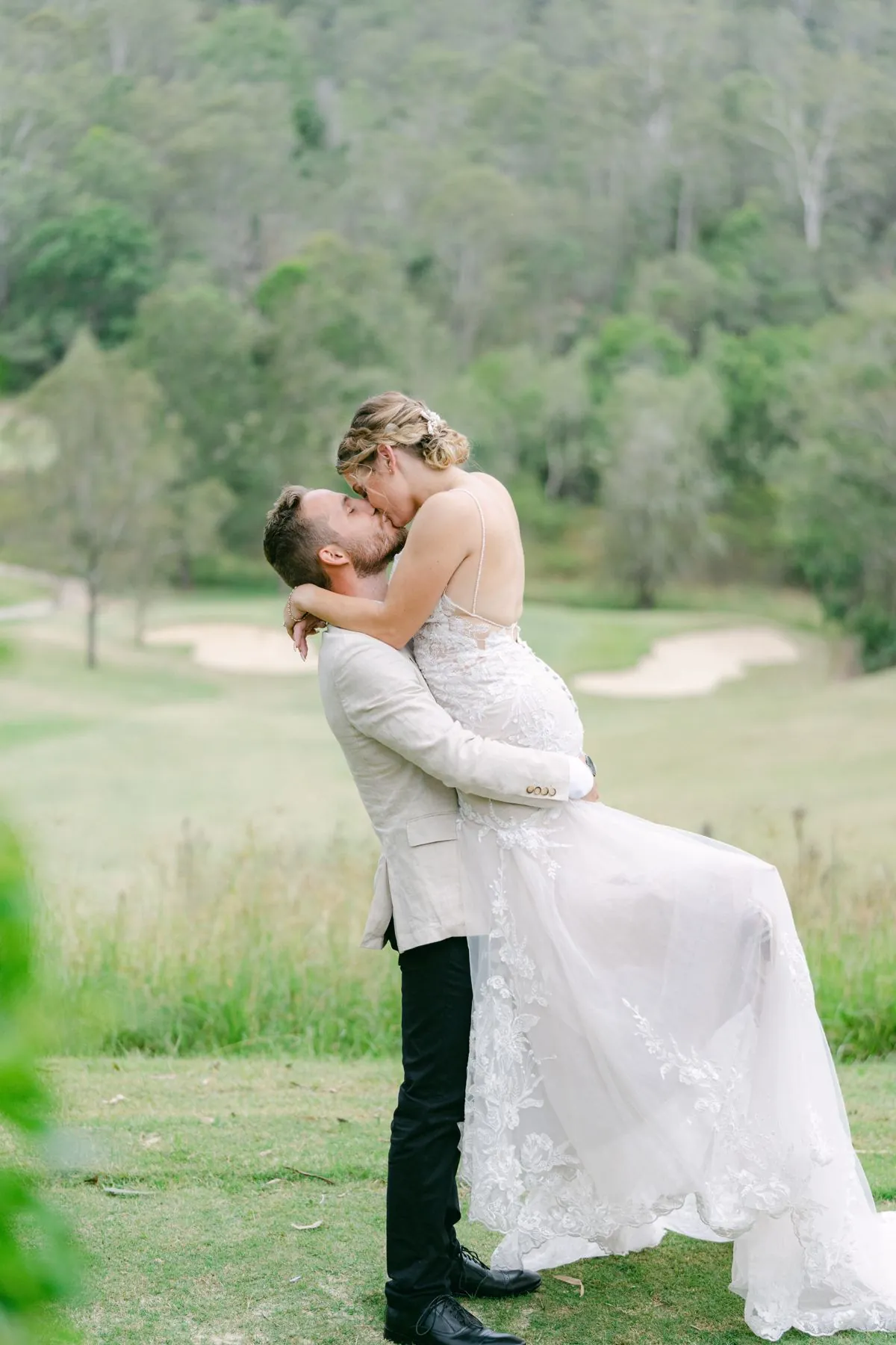 Golden-hour couple portrait at The Kooralbyn Valley, Scenic Rim