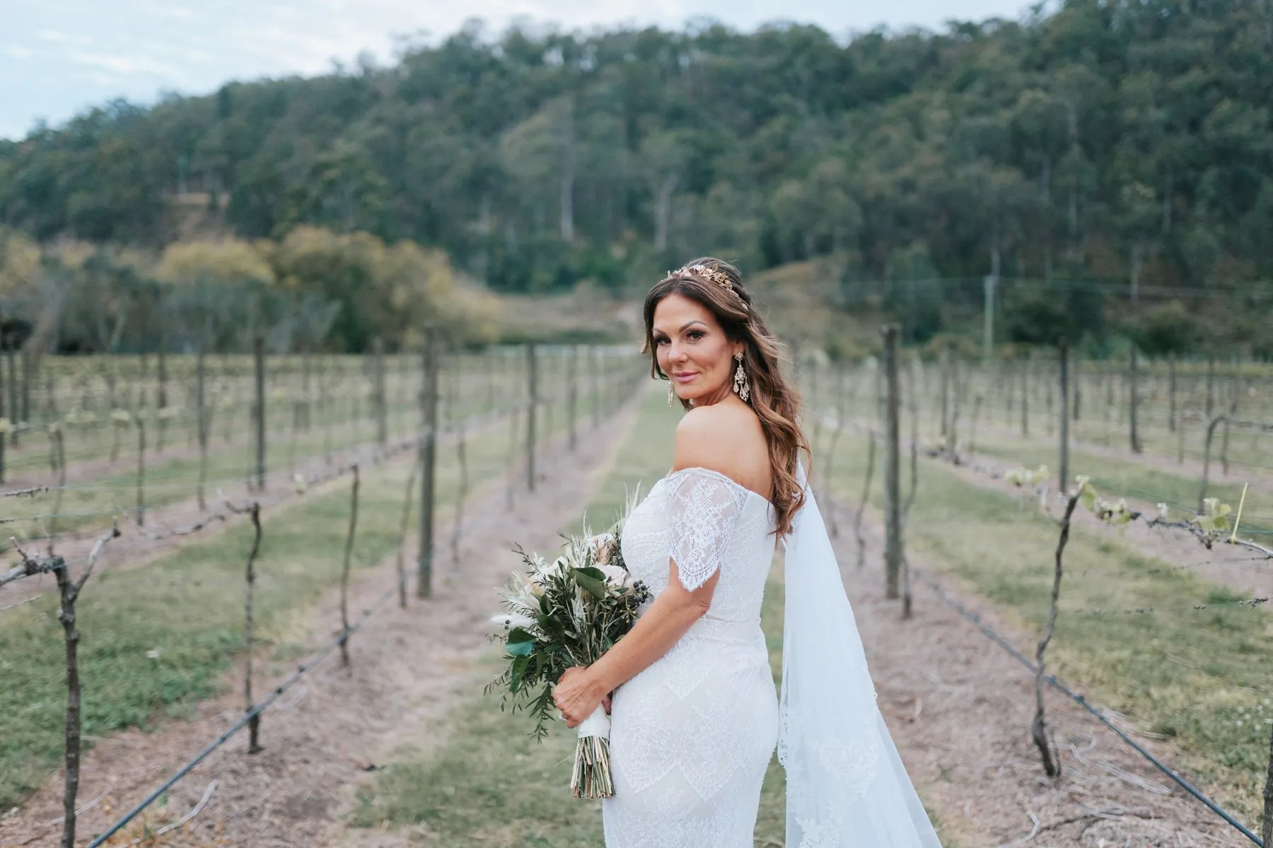Bride in a Scenic Rim vineyard