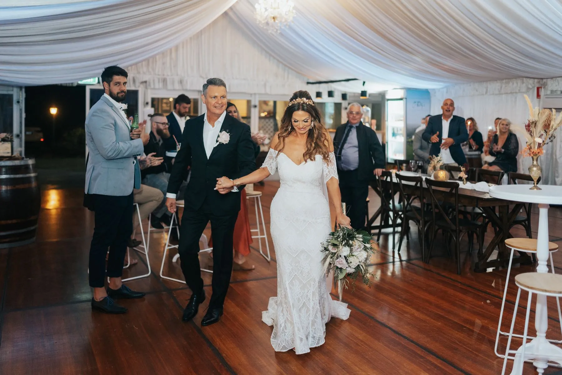 Grand entrance to a vineyard wedding reception
